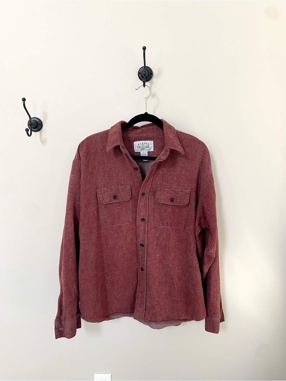 Y2K Alaska 1959 Autumn Rust Red & Burgundy Cozy Flannel Shirt